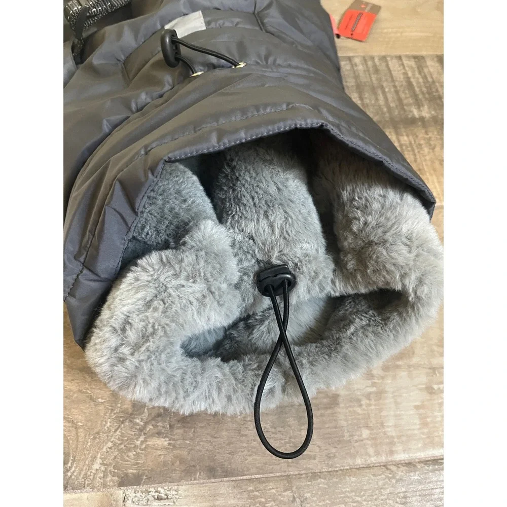 Dog Winter Jacket Coat Gray Sherpa Fleece Lined Reflective Water Resistant Large